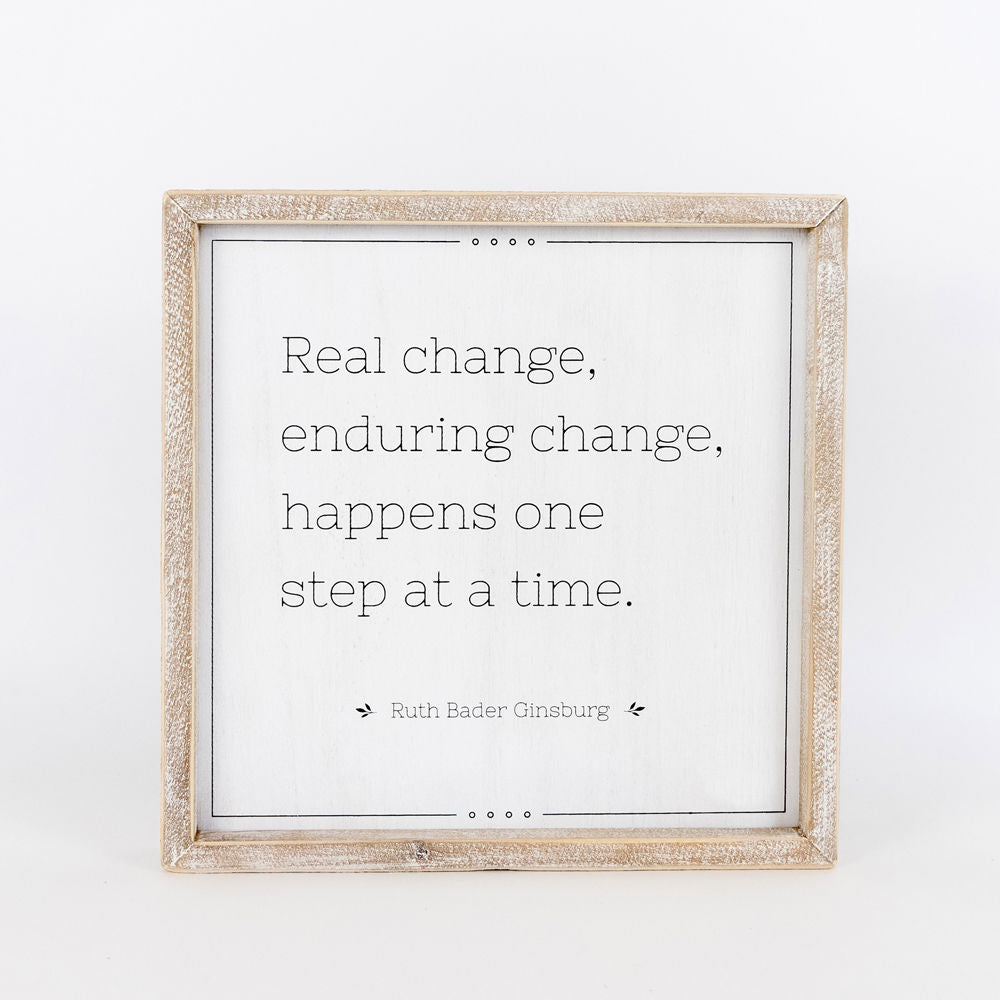 Reversible Wood Framed Sign (FIGHT/ CHANGE) - The Nifty Decor