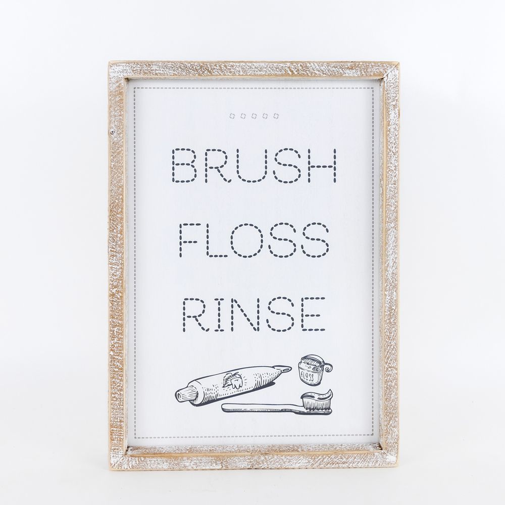 Reversible framed sign (WASH/BRUSH) - The Nifty Decor