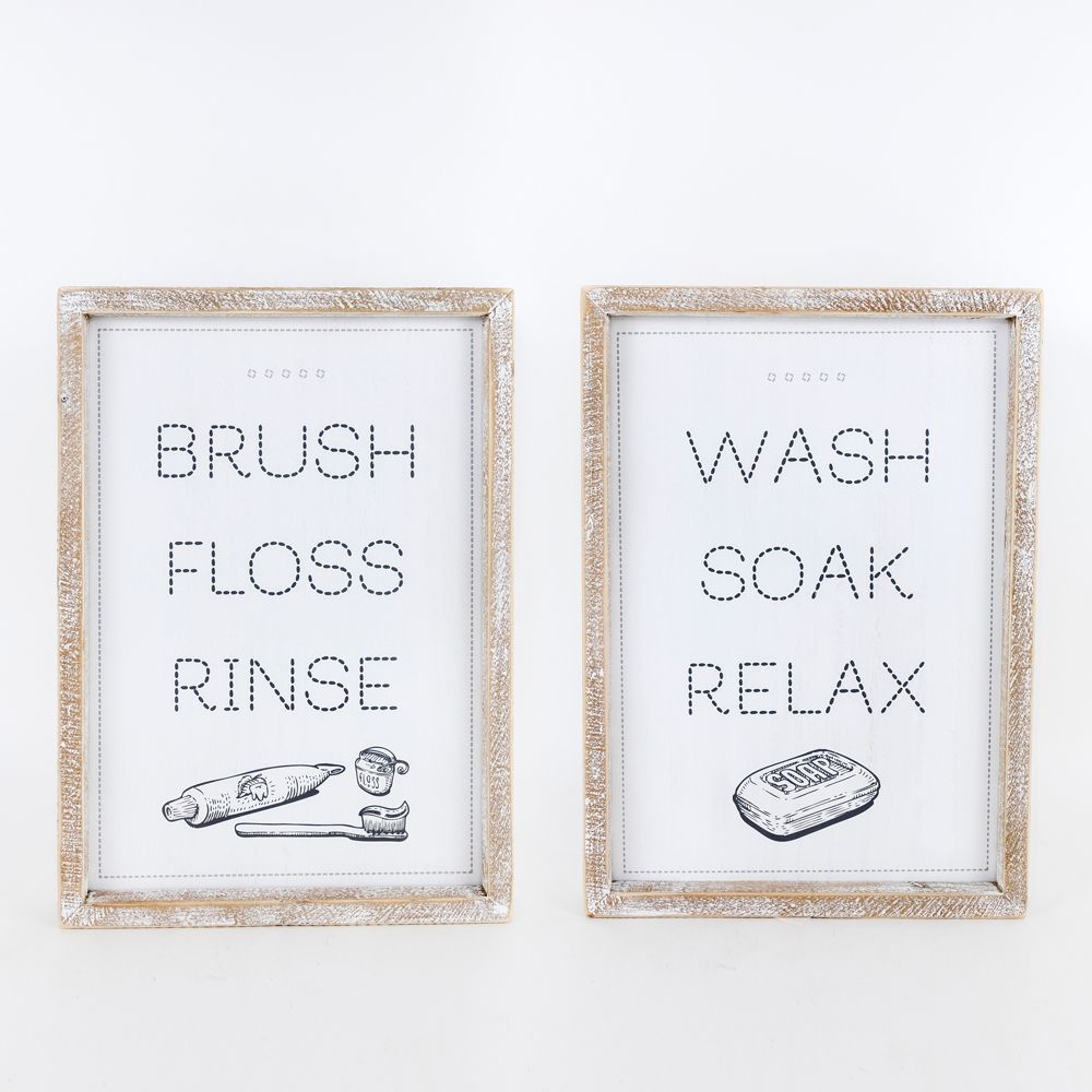 Reversible framed sign (WASH/BRUSH) - The Nifty Decor