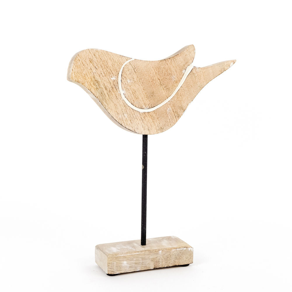 Mango wood bird on Stand, Large - The Nifty Decor