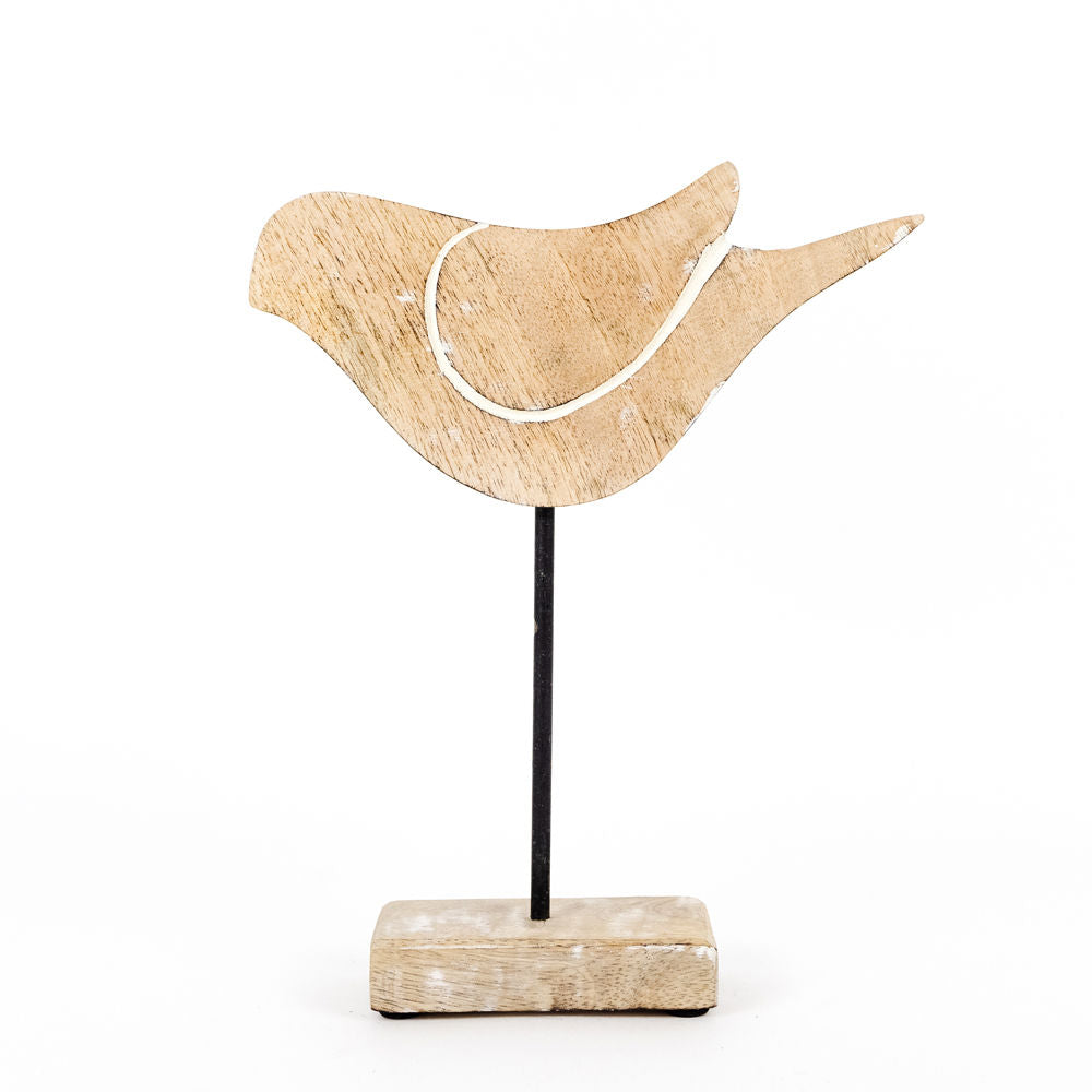 Mango wood bird on Stand, Large - The Nifty Decor