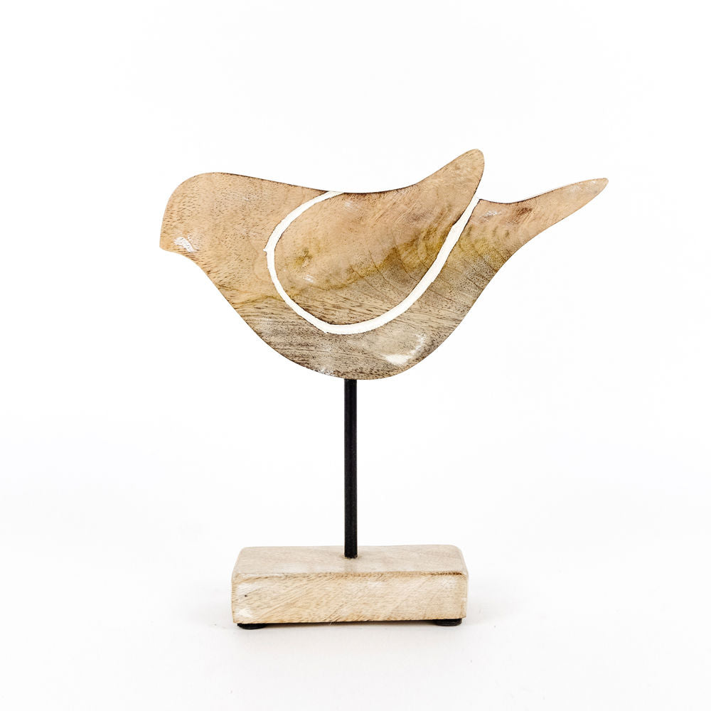 Mango wood bird on Stand, Small - The Nifty Decor