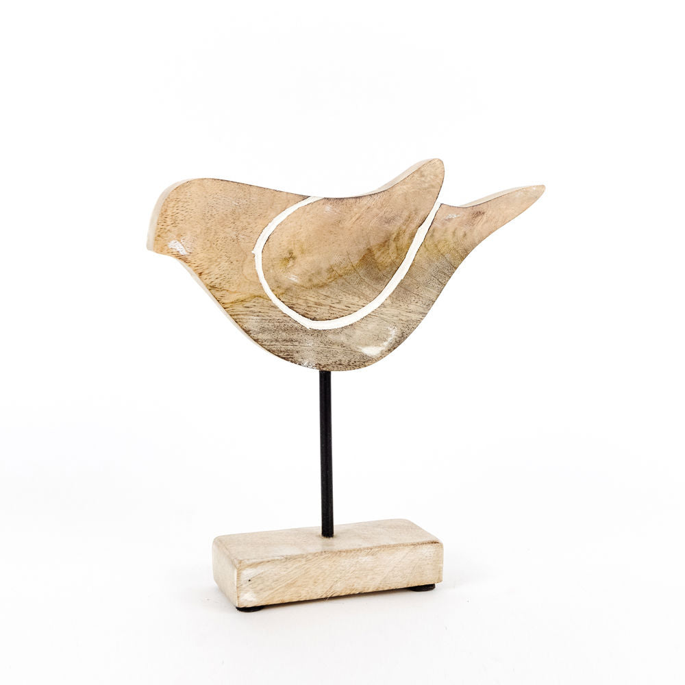 Mango wood bird on Stand, Small - The Nifty Decor