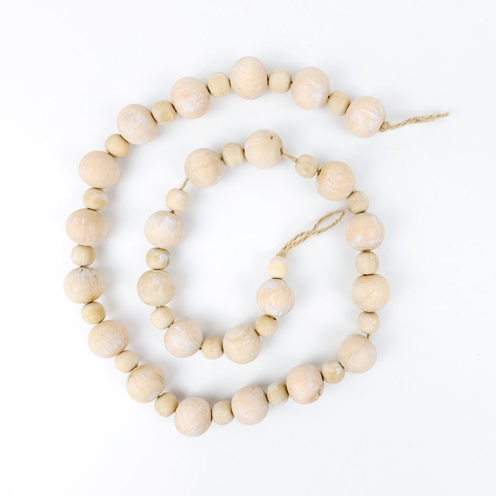 Wood bead Garland varied - Natural - The Nifty Decor