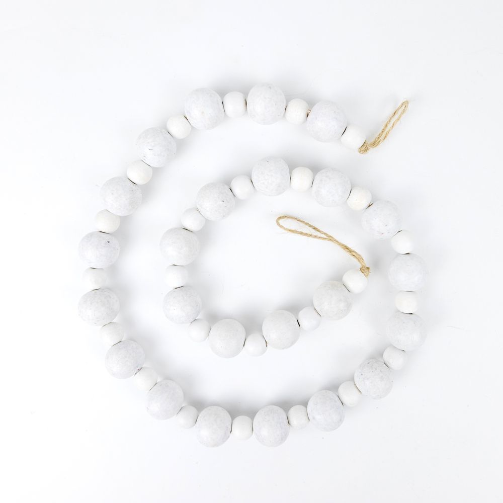 White Bamboo wood bead garland - The Nifty Decor