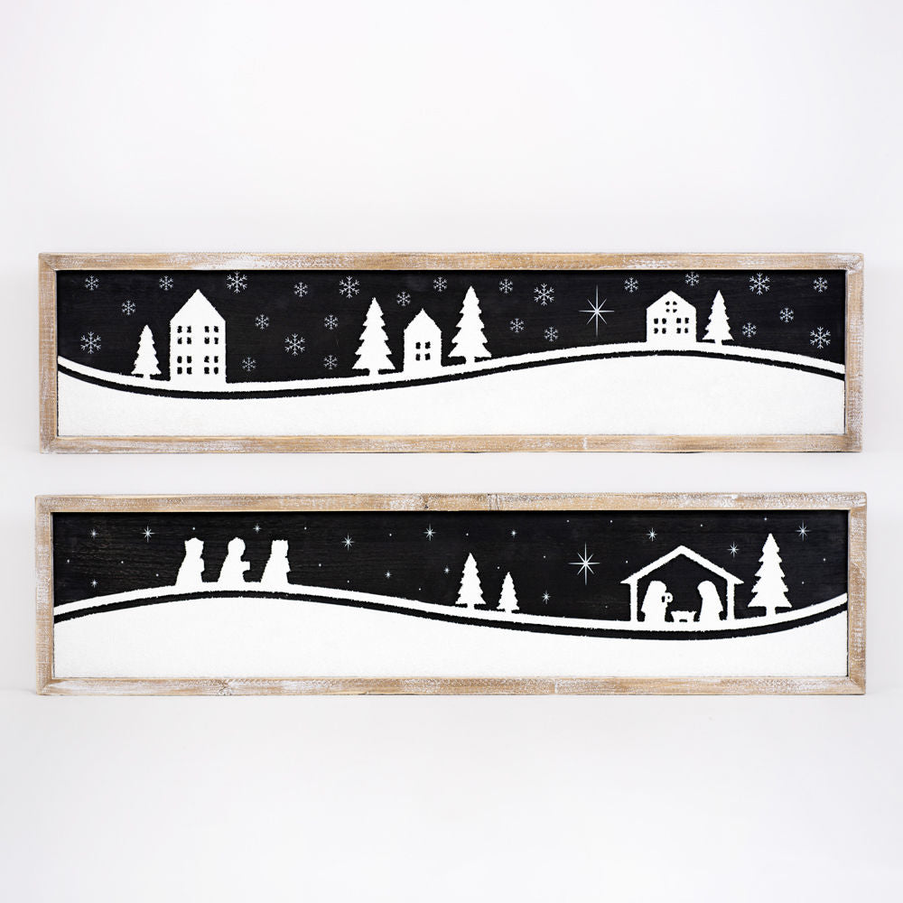 VILLAGE/NATIVITY, reversible sign - The Nifty Decor