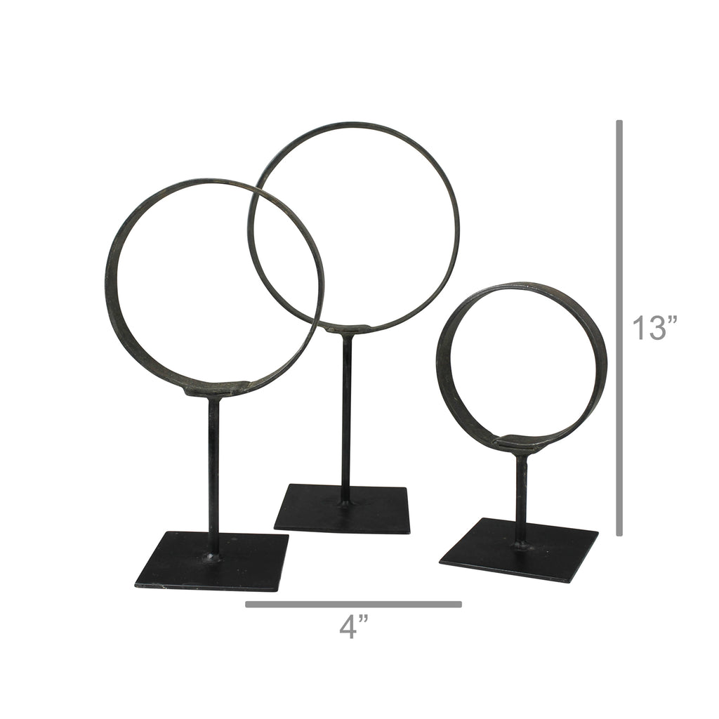 Iron Cerro rings on Stand, Set of 3 - Bombay Mercantile