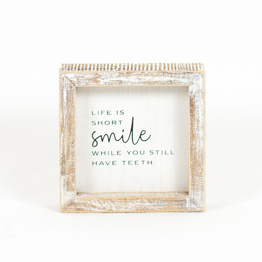 SMILE, wood framed sign - The Nifty Decor