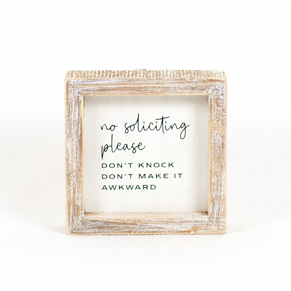 NO SOLICITING, wood framed sign - The Nifty Decor
