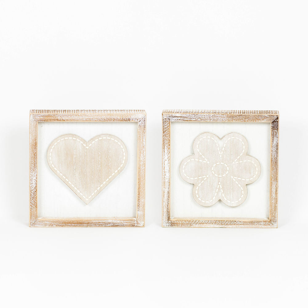 Bigger HEART/ FLOWER, reversible sign - The Nifty Decor