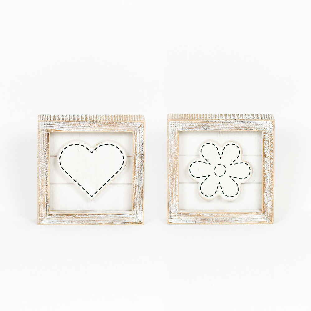 HEART/ FLOWER, reversible sign - The Nifty Decor