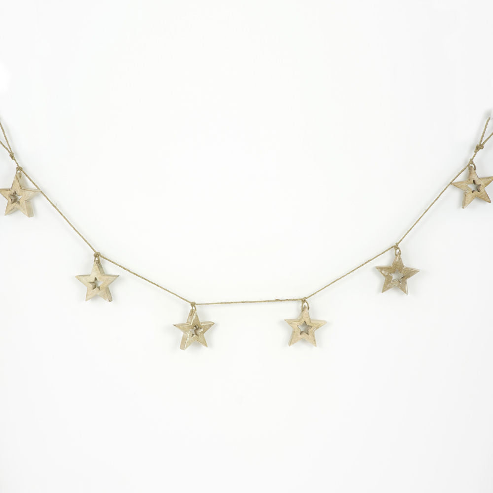 Mango wood garland (STARS) - Bombay Mercantile