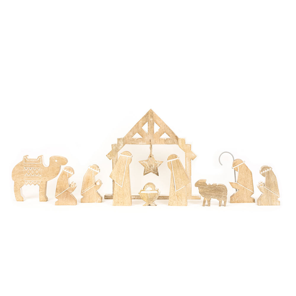 Mango wood cutout - NATIVITY - Bombay Mercantile