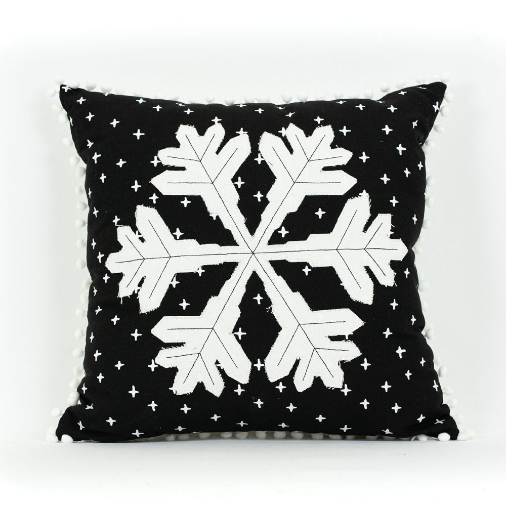 Reversible linen pillow - SPIDER - SNOWFLAKE - Bombay Mercantile