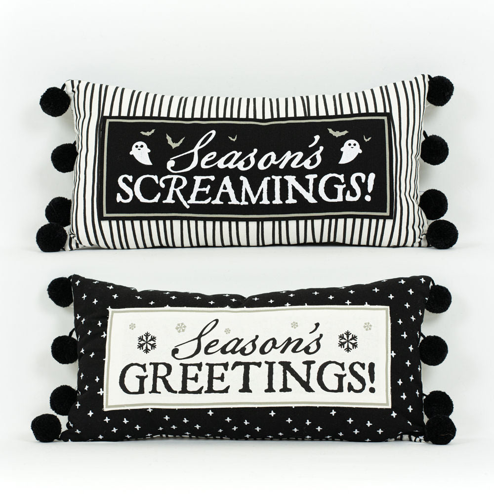 Reversible linen pillow - SCREAMINGS - GREETNGS - Bombay Mercantile