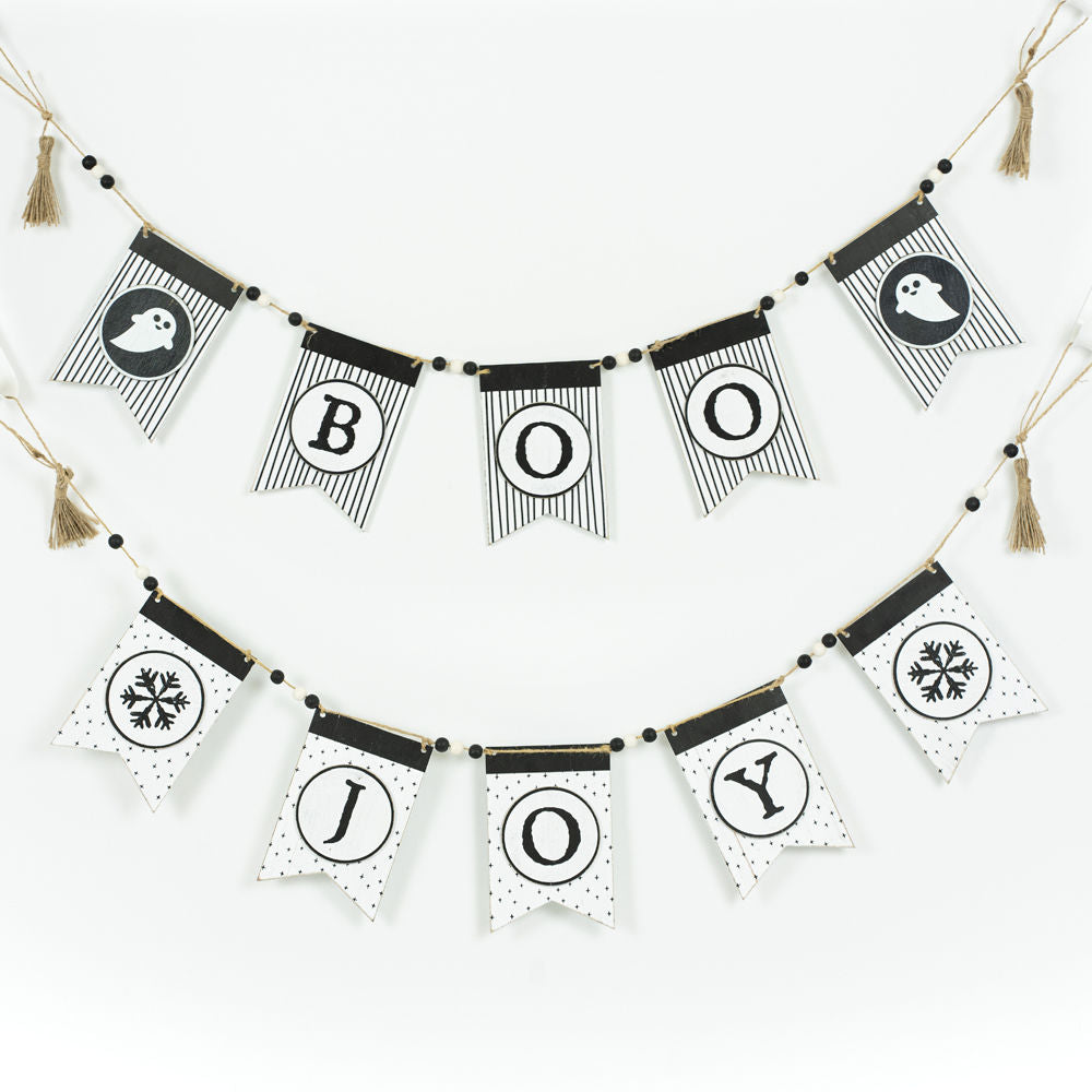 Reversible wood swag with beads - BOO-JOY - Bombay Mercantile