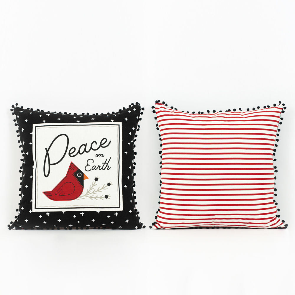 Reversible Linen pillow - PEACE - Bombay Mercantile