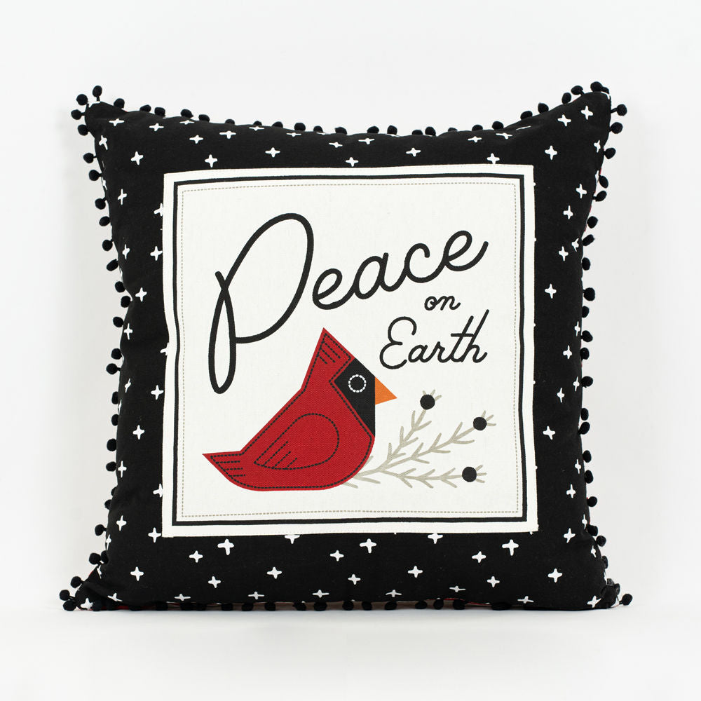 Reversible Linen pillow - PEACE - Bombay Mercantile