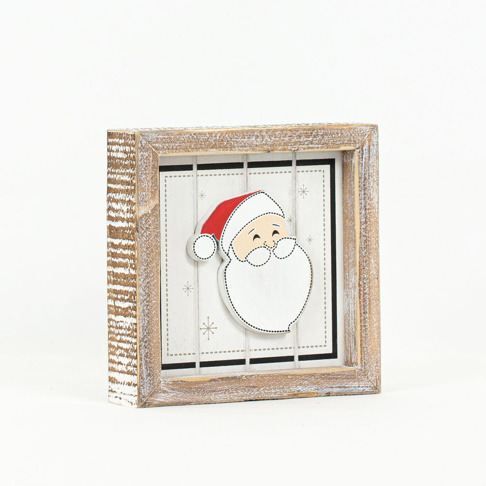 Reverse Wood framed SANTA SNOWFLAKE - Bombay Mercantile