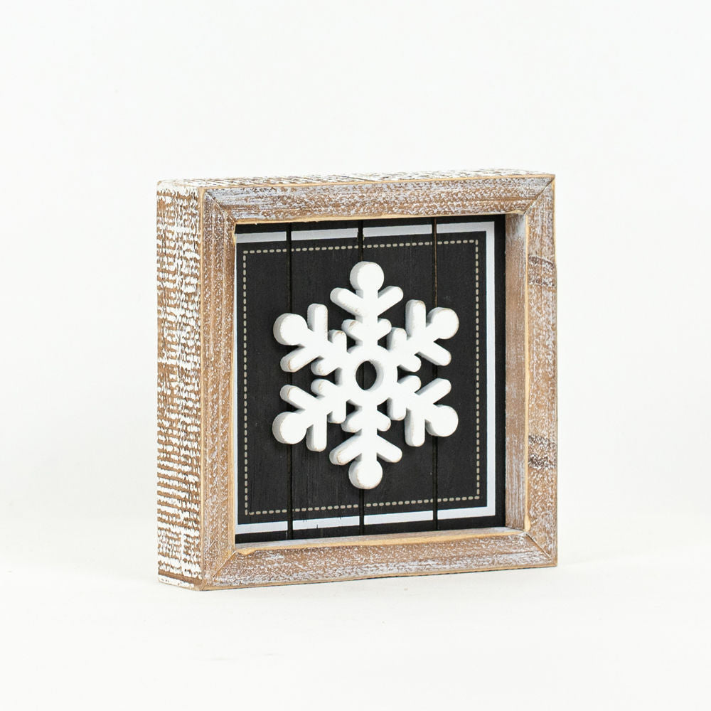 Reverse Wood framed SANTA SNOWFLAKE - Bombay Mercantile
