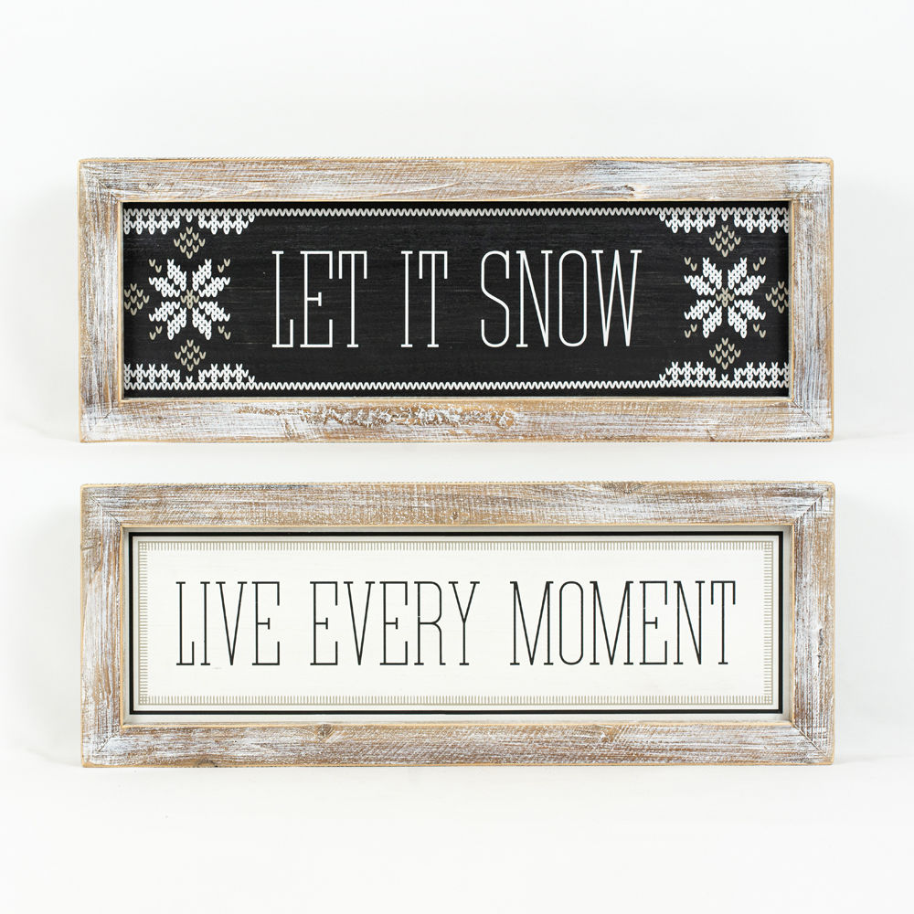 Reverse wood framed sign SNOW- MOMENT - Bombay Mercantile
