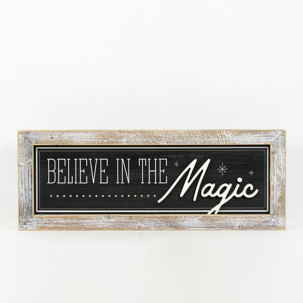 Reverse wood framed sign MAGIC- HAPPY - Bombay Mercantile