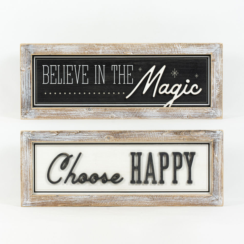 Reverse wood framed sign MAGIC- HAPPY - Bombay Mercantile