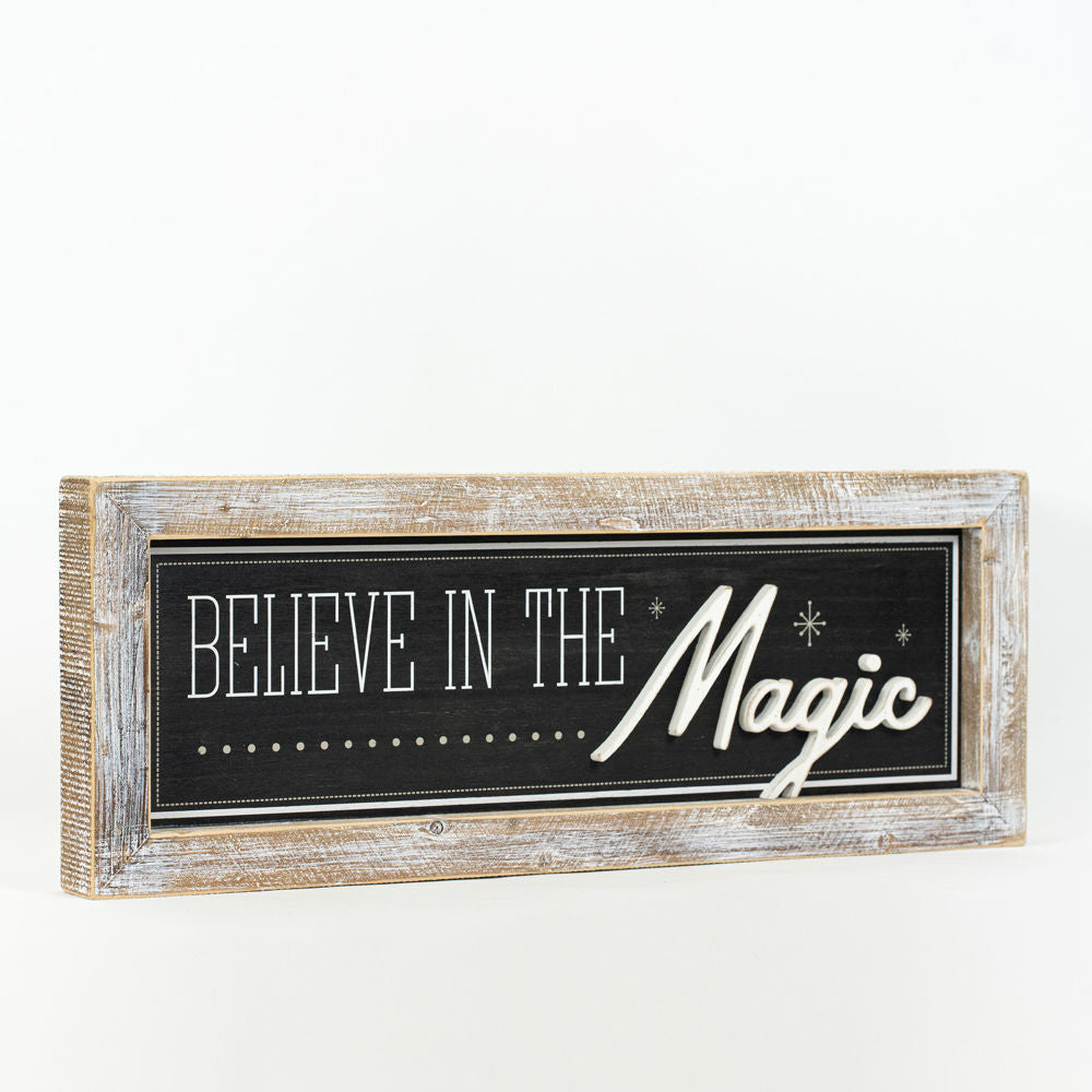 Reverse wood framed sign MAGIC- HAPPY - Bombay Mercantile
