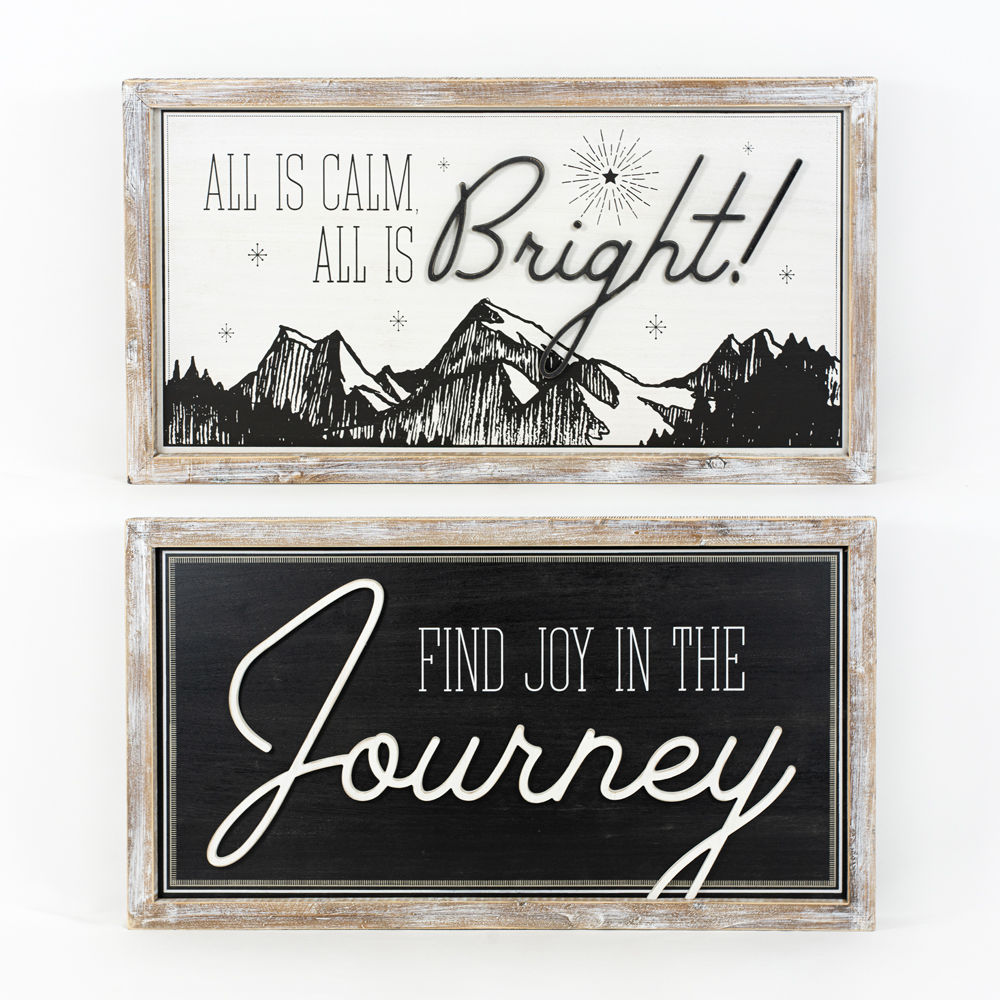 Reverse wood framed sign BRIGHT JOURNEY - Bombay Mercantile