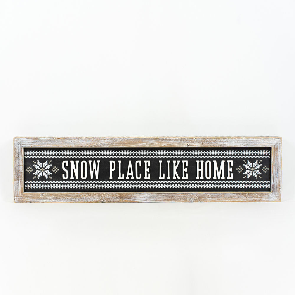 Reverse wood framed sign SNOW PLACE - Bombay Mercantile
