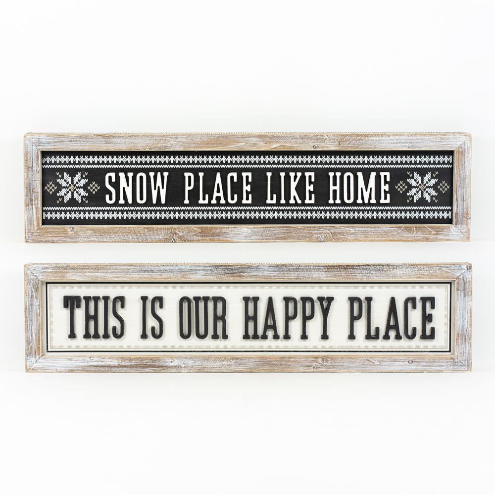 Reverse wood framed sign SNOW PLACE - Bombay Mercantile