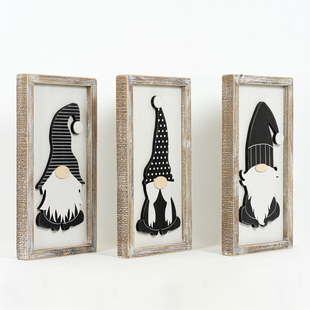 Reverse set of 3 framed sign (GNOMES) - Bombay Mercantile