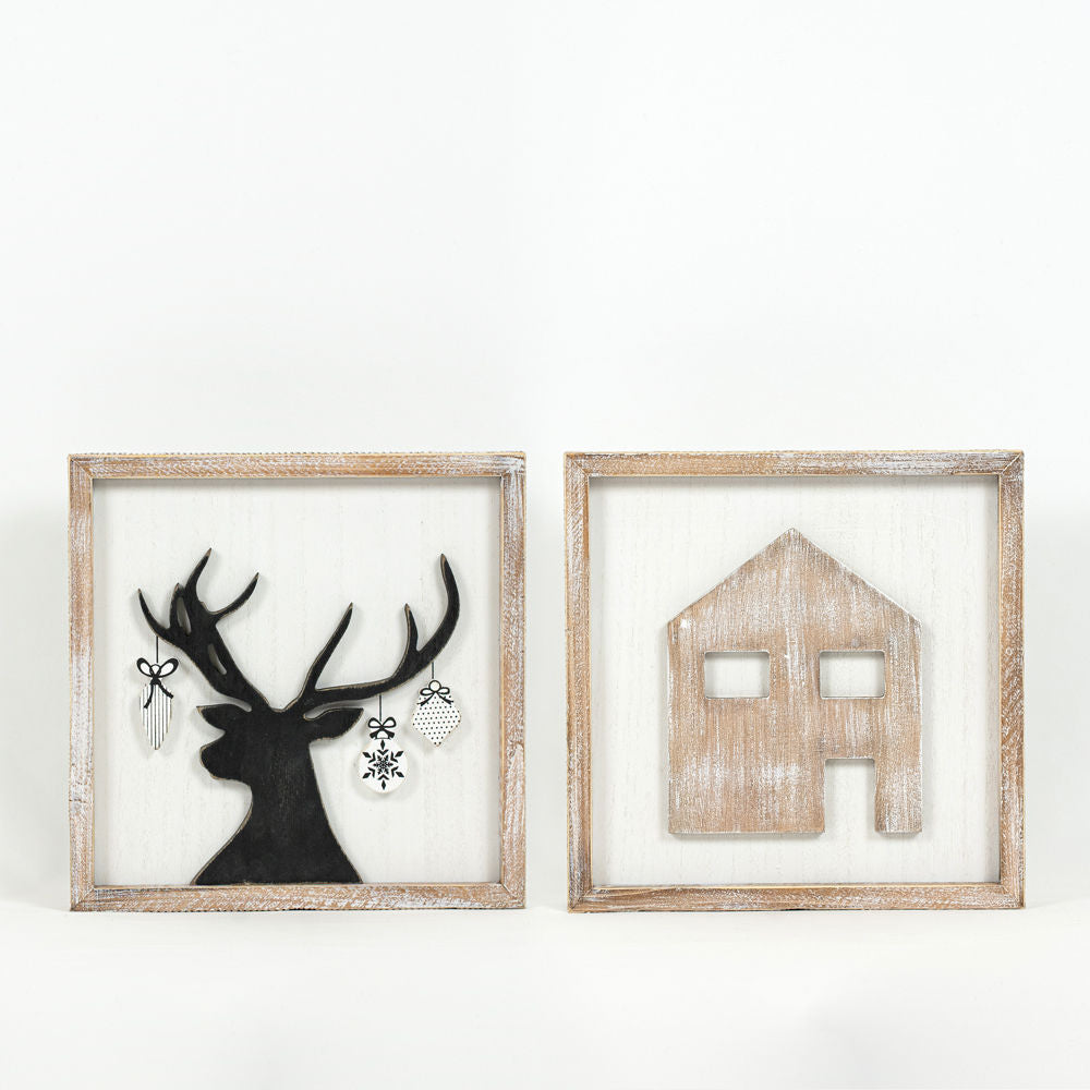 Reverse framed sign (DEER- HOUSE) - Bombay Mercantile
