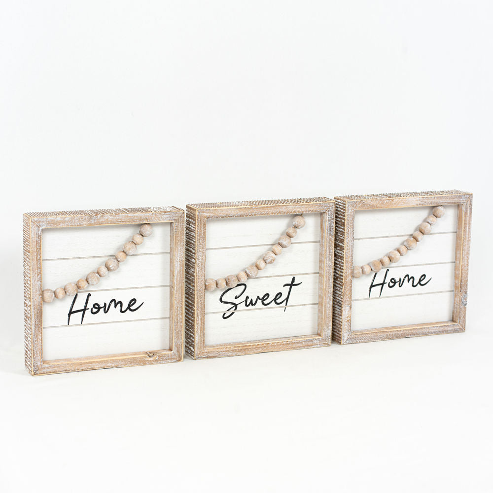 Reverse beaded shiplap sign Set of 3 (MERRY - HOME) - Bombay Mercantile