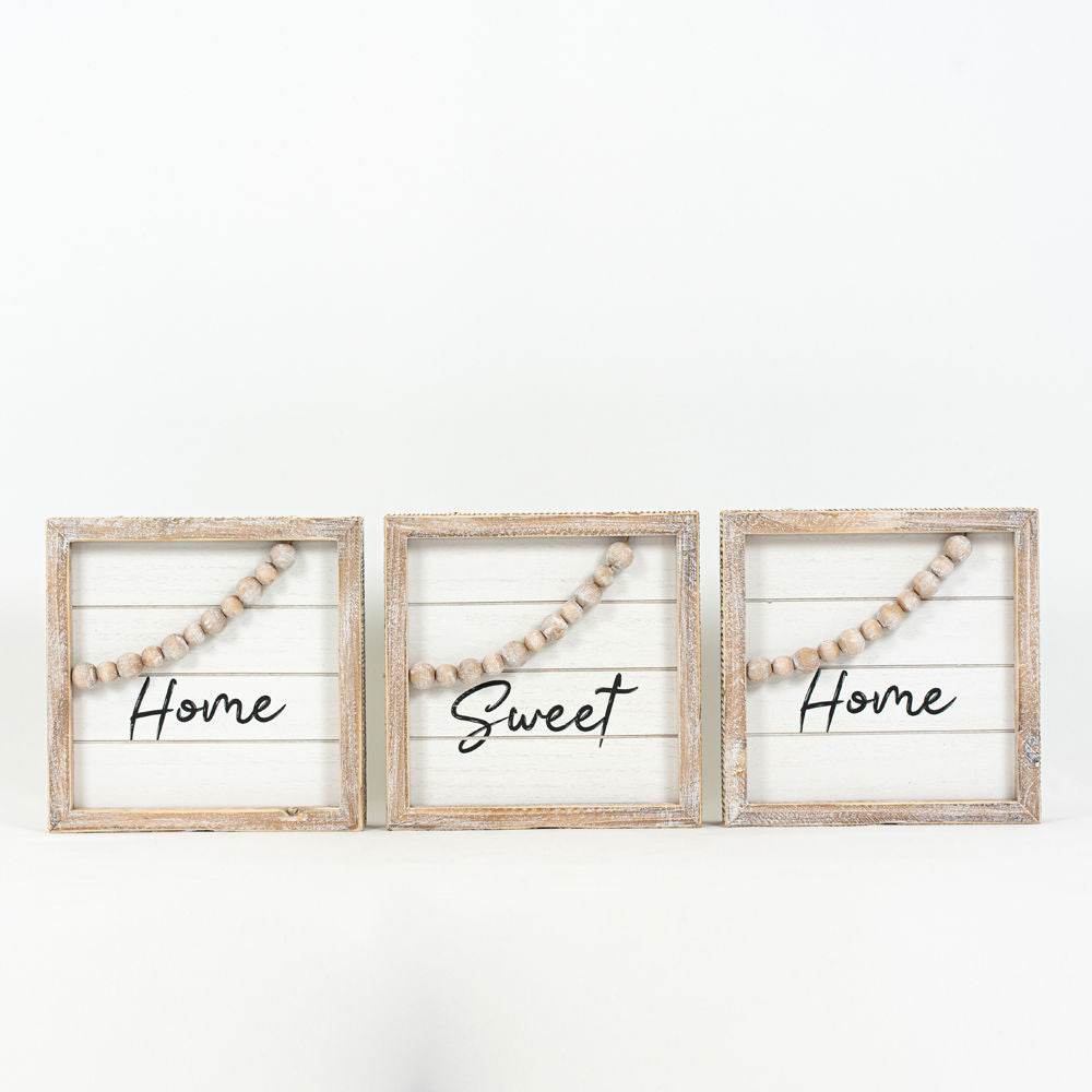 Reverse beaded shiplap sign Set of 3 (MERRY - HOME) - Bombay Mercantile