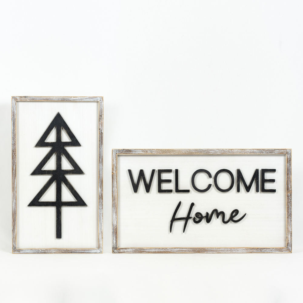 Reverse TREE WELCOME HOME framed Sign - Bombay Mercantile