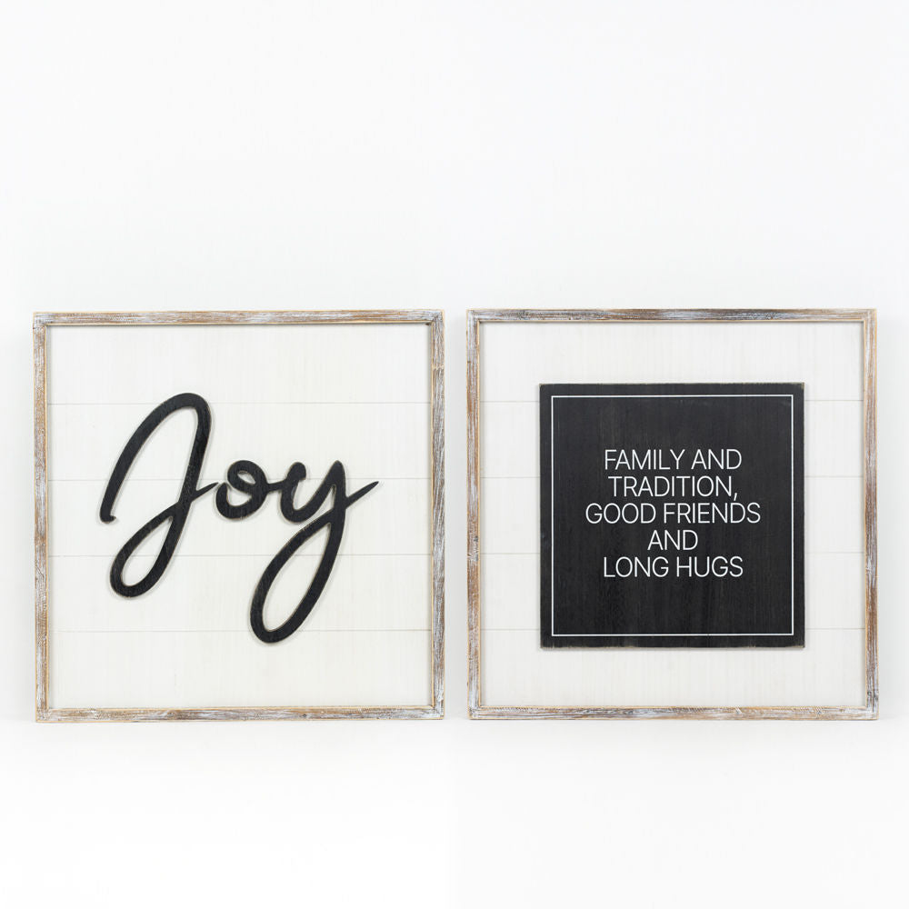 Reverse JOY HUGS shiplap Sign - Bombay Mercantile