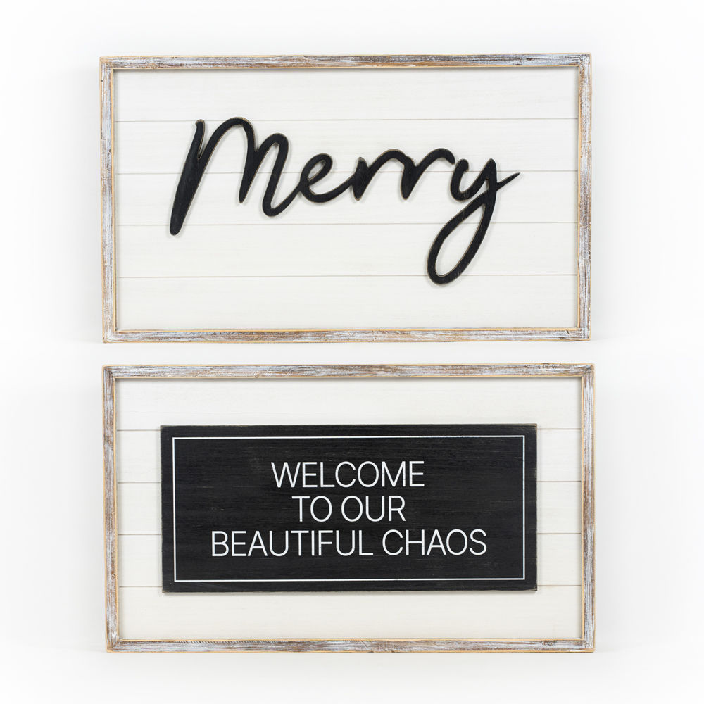 Reverse MERRY CHAOS shiplap Sign - Bombay Mercantile