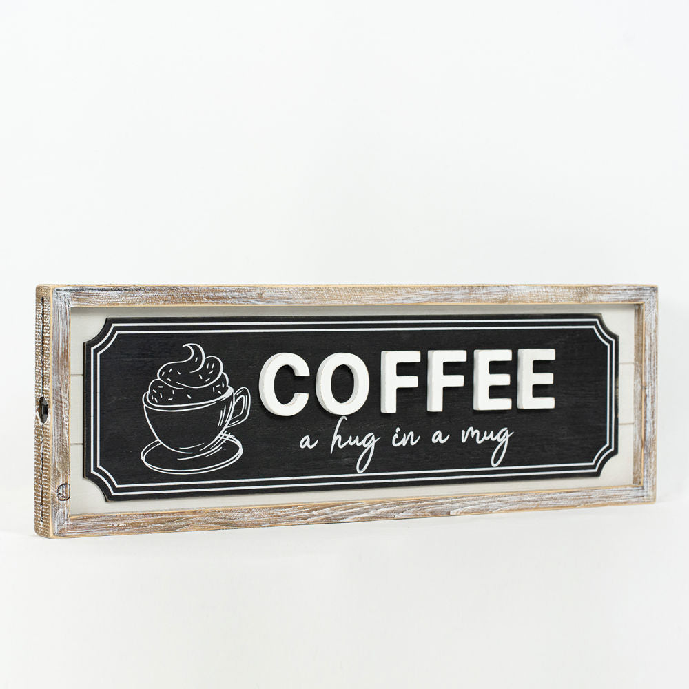 Reverse COFFEEHOT COCOA shiplap Sign - Bombay Mercantile