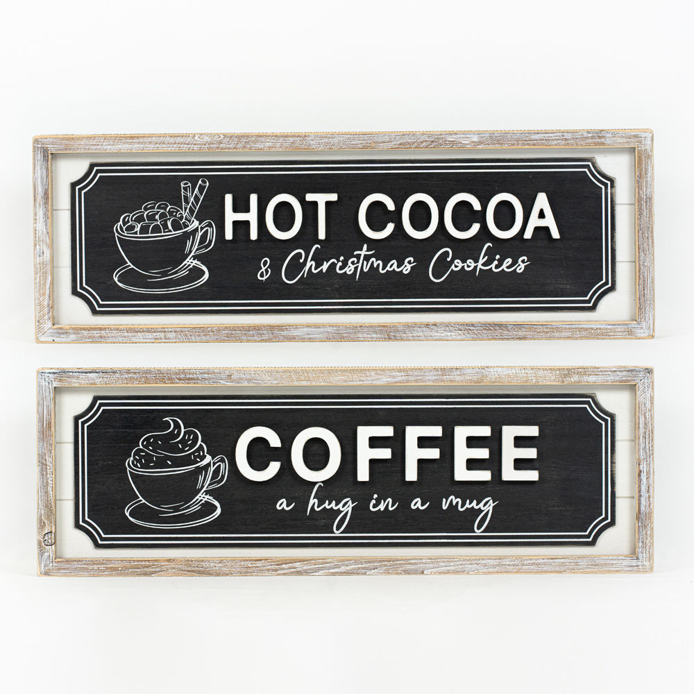 Reverse COFFEEHOT COCOA shiplap Sign - Bombay Mercantile