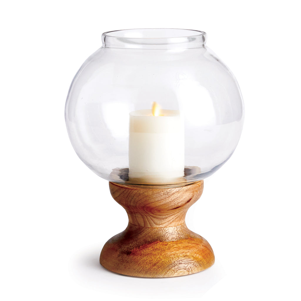 GLASS WOOD CANDLE STAND SMALL - The Nifty Decor