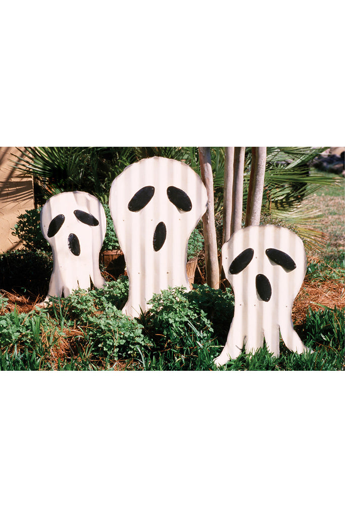 Set of 3 corrugated ghosts yard art - Bombay Mercantile