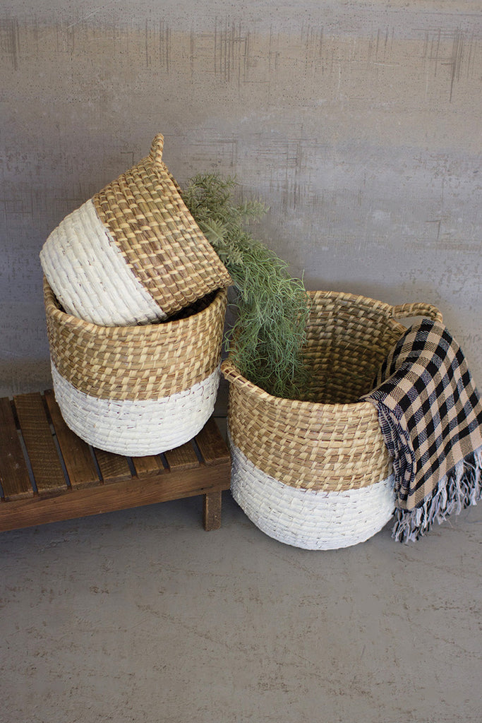 White dipped hampers, set of 3 - The Nifty Decor