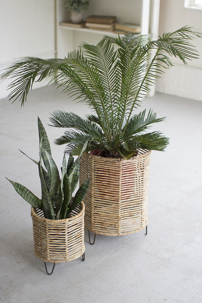 Rush and iron baskets, set of 2 - The Nifty Decor