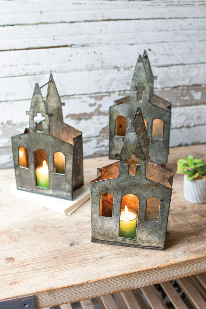 Recycled metal church luminary, Set of 6 - The Nifty Decor