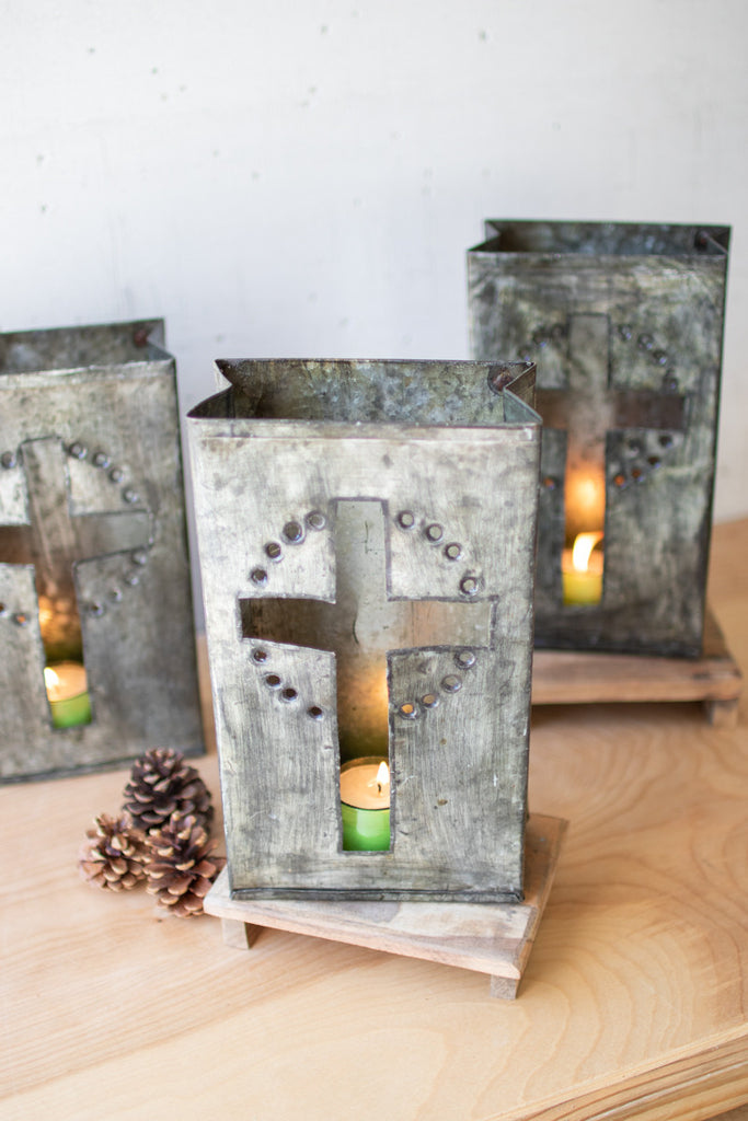 Recycled Metal Cross Luminary Set of 6 - The Nifty Decor