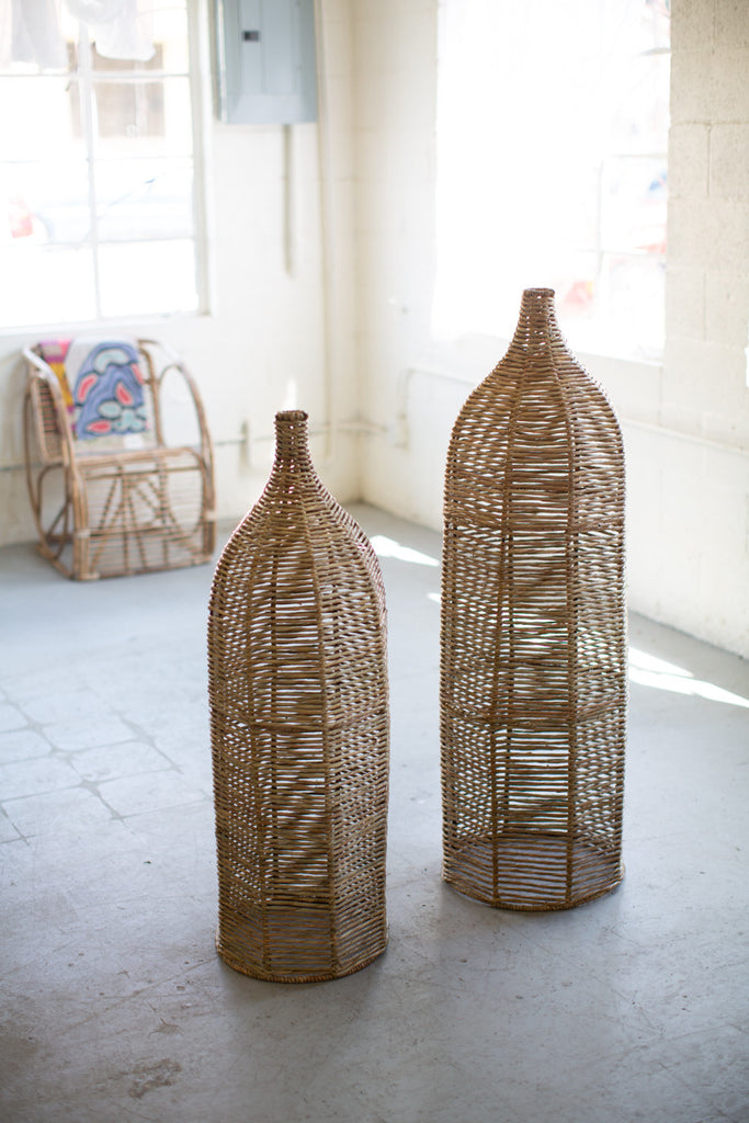 Seagrass and iron bottles, set of 2 - The Nifty Decor