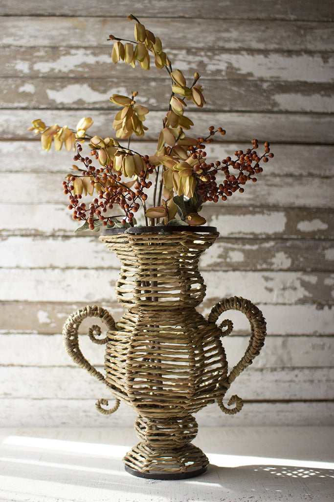 Large seagrass and iron urn - The Nifty Decor