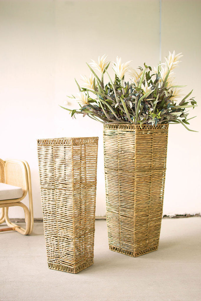 Tall tapered seagrass planter, set of 2 - The Nifty Decor