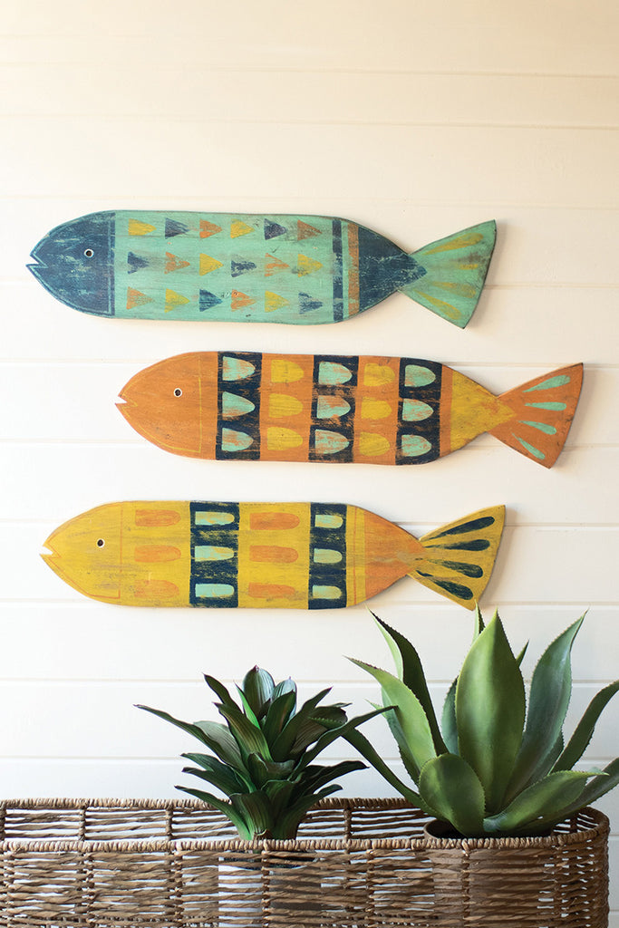 Wood fish wall art, set of 3 - The Nifty Decor